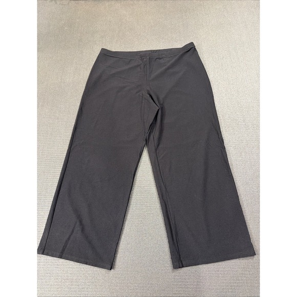 Eileen Fisher Pants - Eileen Fisher Pants Womens LP‎ Black Pull On Crepe Tapered Stretch Crop Mid Rise
